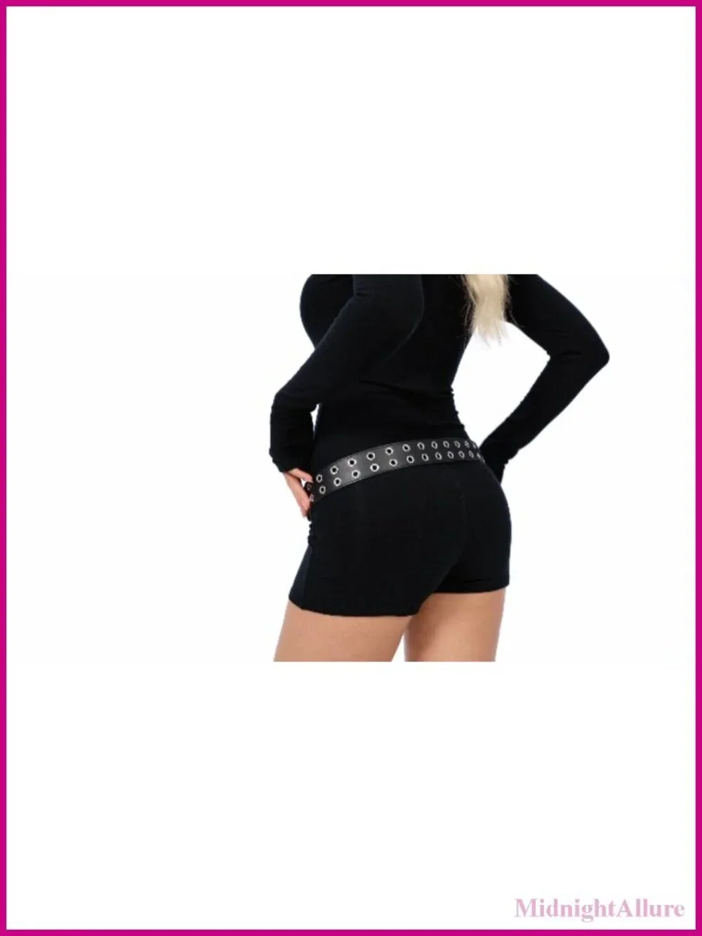 Double Grommet PU Leather Punk Belt 1.5